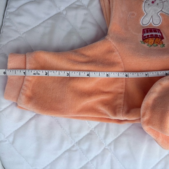 🐣 3M Orange Velour Onesie Footies Bunny Embroidery Easter Long sleeves Carrot - Picture 9 of 10